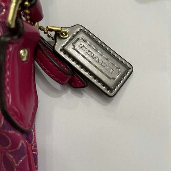 Coach Poppy Pink Signature East West Swingpack Magenta Crossbody Purse - Picture 4 of 9